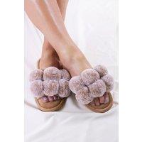 Pretty You London Women's Dolly Slider Slippers in Camel | Size: 7-8