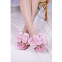 Pretty You London Women's Dolly Slider Slippers in Pink | Size: 7-8