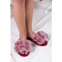 Pretty You London Women's Dolly Slider Slippers in Red | Size: 3-4