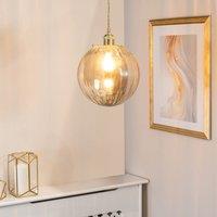 ValueLights Chessy Ribbed Glass Globe Easy Fit Lamp Shade in Gold