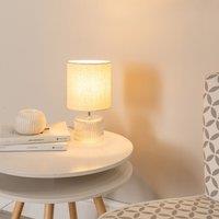 ValueLights Betty Pair of Glass Table Lamsp with Fabric Lamp Shades & LED Bulbs in Natural
