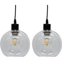 First Choice Lighting Set of 2 Barnum - Clear Glass Globe Easy Fit Pendant Shades