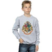 Harry Potter Boy's Hogwarts Crest Gold Ink Sweatshirt in Grey | Size: 12-13 Years