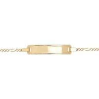 Jewelco London Women's 9ct Gold Mill Grain Figaro Identity ID Bracelet, 7.5 inch 19cm