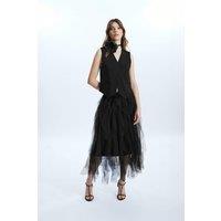 James Lakeland Women's Organza Ruffled Skirt Black | Size: 14