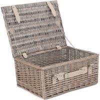 Red Hamper Wicker 40cm Antique Wash Picnic Basket in Grey