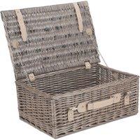 Red Hamper Wicker 45cm Antique Wash Picnic Basket in Grey
