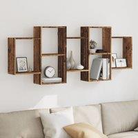 Berkfield Home Wall Shelf Old Wood 159x18x65 cm Engineered Wood in Brown | Size: 159 x 18 x 65 cm