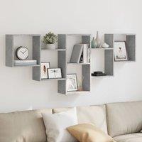 Berkfield Home Wall Shelf Concrete Grey 159x18x66 cm Engineered Wood | Size: 159 x 18 x 66 cm