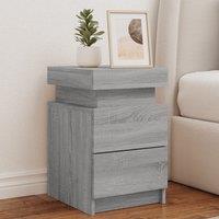 Berkfield Home Bedside Cabinet with LED Lights Grey Sonoma 35x39x55 cm | Size: 35 x 39 x 55 cm