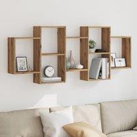 Berkfield Home Wall Shelf Artisian Oak 159x18x65 cm Engineered Wood in Brown | Size: 159 x 18 x 65 cm