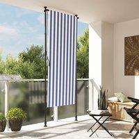 Berkfield Home Outdoor Roller Blind Blue & White 100x270 cm Fabric&Steel