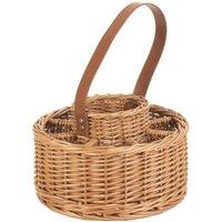Red Hamper Wicker Round Whisky Celebration Drinks Carrier in Brown