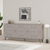Decortie 6-Doors Push-to-open Doors Sideboard 'Dune' with Metal Legs 183cm in Grey | Size: 3 Pack