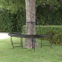 Berkfield Home Half Round Tree Bench 159 cm Black Steel