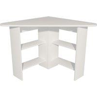 Destina Home Corner Computer Desk with 4 Storage Shelves, 105cm Wide, Rounded Edge in White | Size: 1 Pack