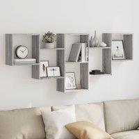 Berkfield Home Wall Shelf Grey Sonoma 159x18x66 cm Engineered Wood | Size: 159 x 18 x 66 cm