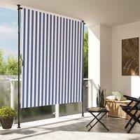 Berkfield Home Outdoor Roller Blind Blue & White 150x270 cm Fabric&Steel