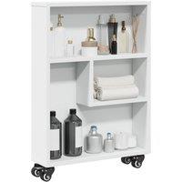 Narrow Storage Trolley White 48x13x68 cm Engineered Wood