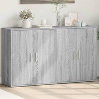 Berkfield Home Sideboards 2 pcs Grey Sonoma 60x31x70 cm Engineered Wood | Size: 60 x 31 x 70 cm