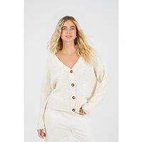 Brave Soul Women's Textured Knit Cardigan in Cream | Size: XS