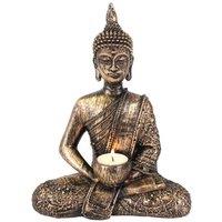 KDMD Sitting Thai Buddha Tealight Holder in Bronze