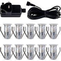 First Choice Lighting Set of 10 - 15mm Stainless Steel IP67 Cool White LED Decking Kit in Silver