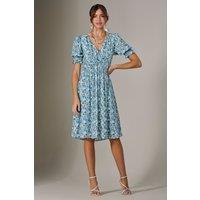 Jolie Moi Women's Puff Sleeve Midi Dress in Light Blue | Size: 10