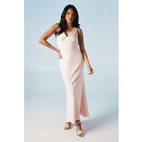 Tie Back Detail Satin Bridesmaid Dress