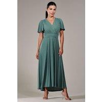 Jolie Moi Women's Short Sleeve Soft Silky Jersey Maxi Dress in Light Green | Size: 6
