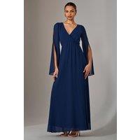 Jolie Moi Women's Chiffon Cap Sleeve Maxi Dress in Navy | Size: 10