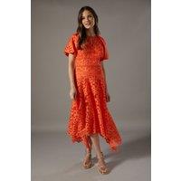 Lace Detail High Low Midi Dress
