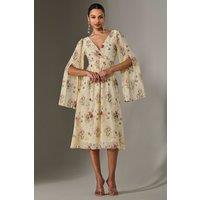 Jolie Moi Women's Chiffon Split Sleeve Midaxi Dress in Yellow | Size: 10