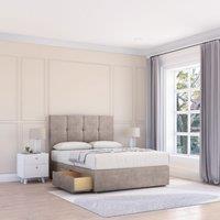 Sloomy Jasmine Plush Velvet Memory Foam Bed Set With 4 Drawers, Mattress & Headboard in Stone | Size: Small Double