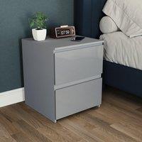 Home Discount Vida Designs Glinton 'HIGH GLOSS 2 Drawer Bedside Chest' Storage Bedroom Furniture in Grey