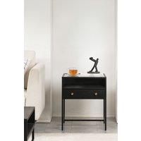 MH London Metal & Glass Bedside Table for Modern Bedroom in Black