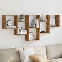 Berkfield Home Wall Shelf Artisian Oak 159x18x66 cm Engineered Wood in Brown | Size: 159 x 18 x 66 cm
