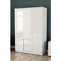 Home Discount Vida Designs Glinton 3 Door 2 Drawer High Gloss Wardrobe Storage Bedroom Furniture in White