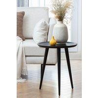 MH London Round Solid Mango Wood Tray Top Side Table, End Table - Electra in Black