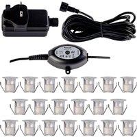 First Choice Lighting Set of 20 - 30mm IP67 Warm White LED Decking Kit with Photocell in Silver