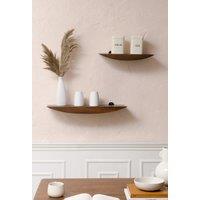 MH London Wall Shelf Set of 2 Solid Wood Wall Mounted Shelf Bookshelves - Hutch in Walnut
