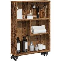 Berkfield Home Narrow Storage Trolley Old Wood 48x13x68 cm Engineered Wood in Brown | Size: 48 x 13 x 68 cm