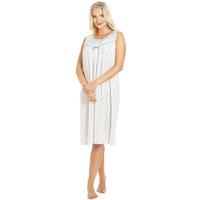 Camille Women's Floral Pinstriped Sleeveless Nightdress in Blue | Size: 10-12