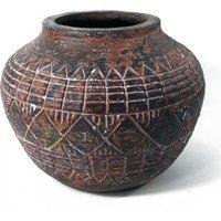 Leaf Planters Plant Pots Aztec Vase Planter 23cm x 30cm in Dark Brown | Size: 23 cm x 30 cm
