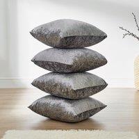 OHS Luxury Crushed Velvet Set of 4 Filled Cushions & Covers in Silver