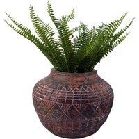 Leaf 23cm x 30cm Large Aztec Vase Planter in Dark Brown | Size: 23 cm x 30 cm
