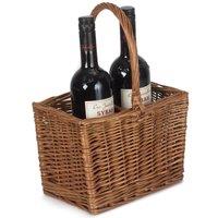 Red Hamper Wicker Double Steamed Bottle Drinks Basket in Brown