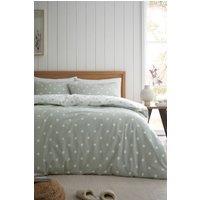 Catherine Lansfield 'Brushed Polka Dot' Cotton Reversible Duvet Cover Set in Green | Size: King