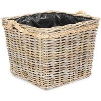 Red Hamper Square Tapered Rope Handled Rattan Planter With Plastic Lining in Natural | Size: Small
