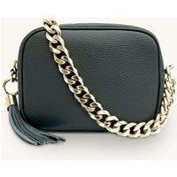 Apatchy London Women's Leather Crossbody Bag With Gold Chain Shoulder Strap in Grey